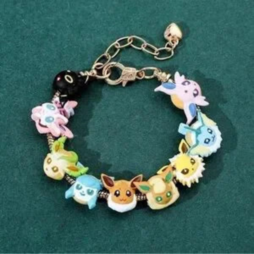 Gold Plated Pokmon Eeveelution Themed Charm Bracelet Adjustable Sizing Design